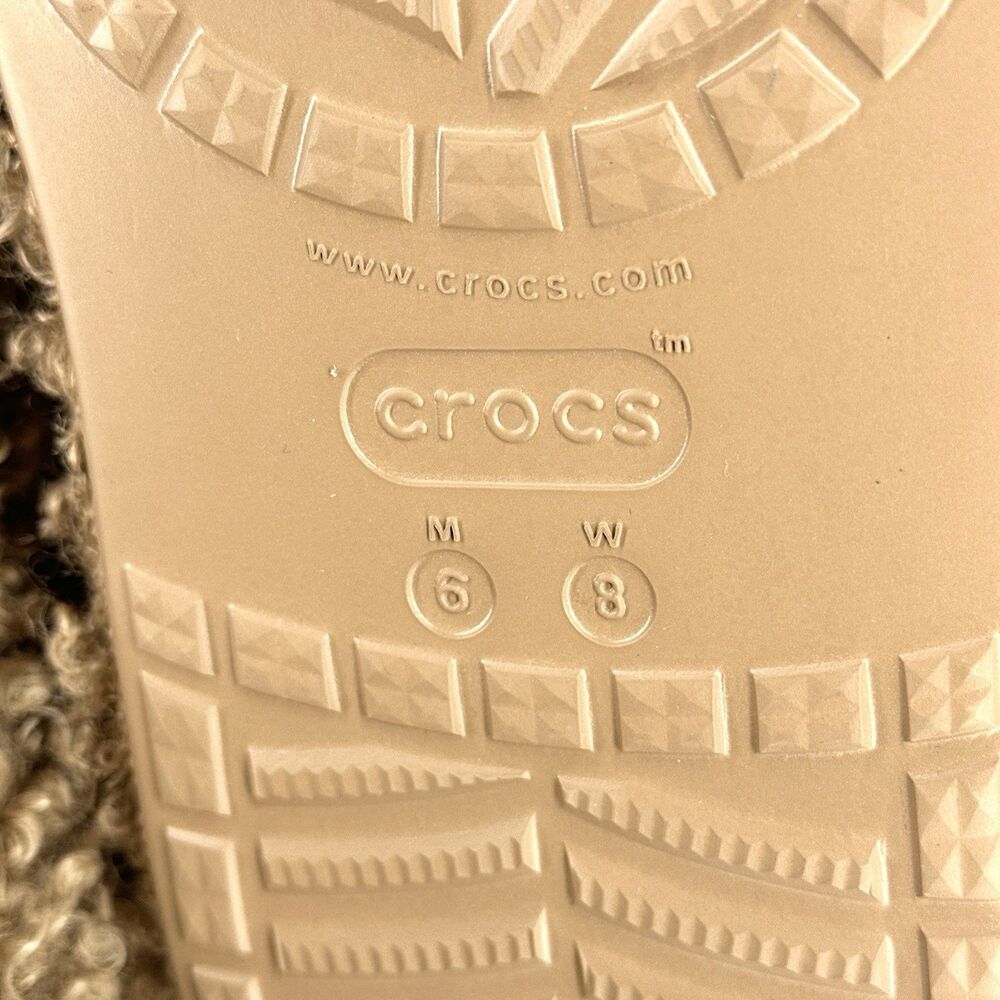 CROCS CRUSH DOODLE FUR Pull On Winter Ankle Boots Womens Size 8 Mens 6 - Picture 10 of 11